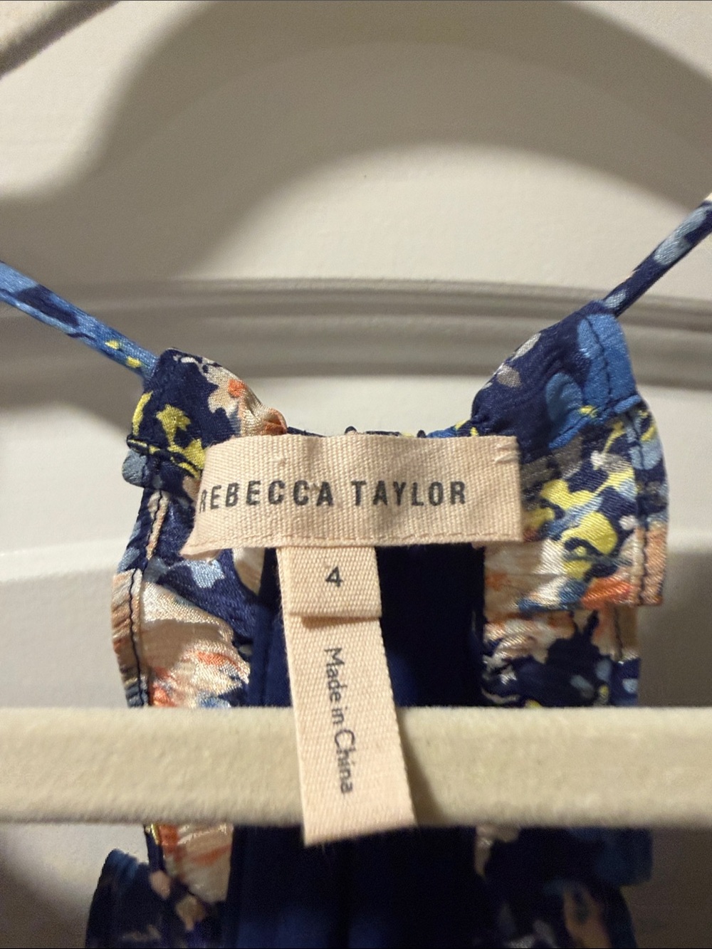 Rebecca Taylor Navy Floral Girls' Romper with Multicolor Print